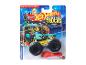 Hot Wheels Monster Trucks Slam Prix, ein blau-gelber Monstertruck, verpackt.
