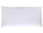 Ein weißes Kissen mit glattem, rechteckigem Aussehen.