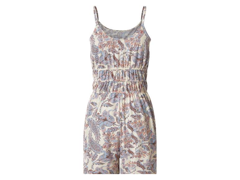 Gemusterter Damen-Playsuit mit verstellbaren Trägern und elastischem Bund