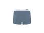 Blaue Herren-Boxershorts mit schwarz-weiß gestreiftem Bund.