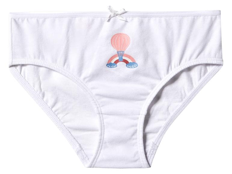 Weiße Kinderunterhose mit rosa Heißluftballon und Regenbogen.