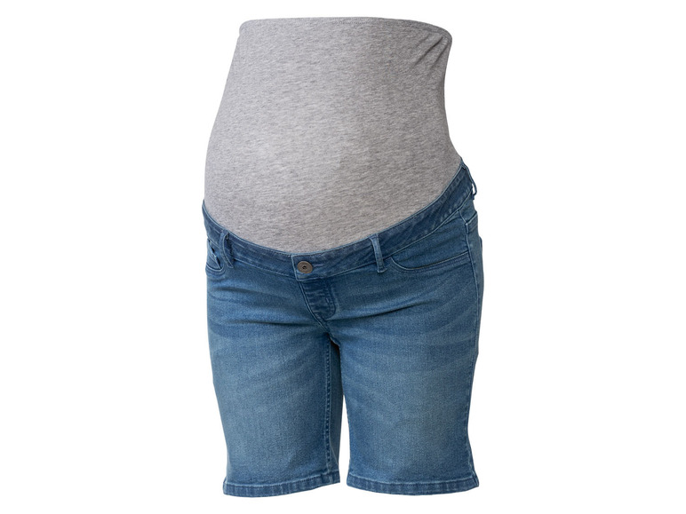 Gehe zu Vollbildansicht: esmara Damen Umstands-Jeansshorts, niedrige Leibhöhe mit elastischem Besatz - Bild 4