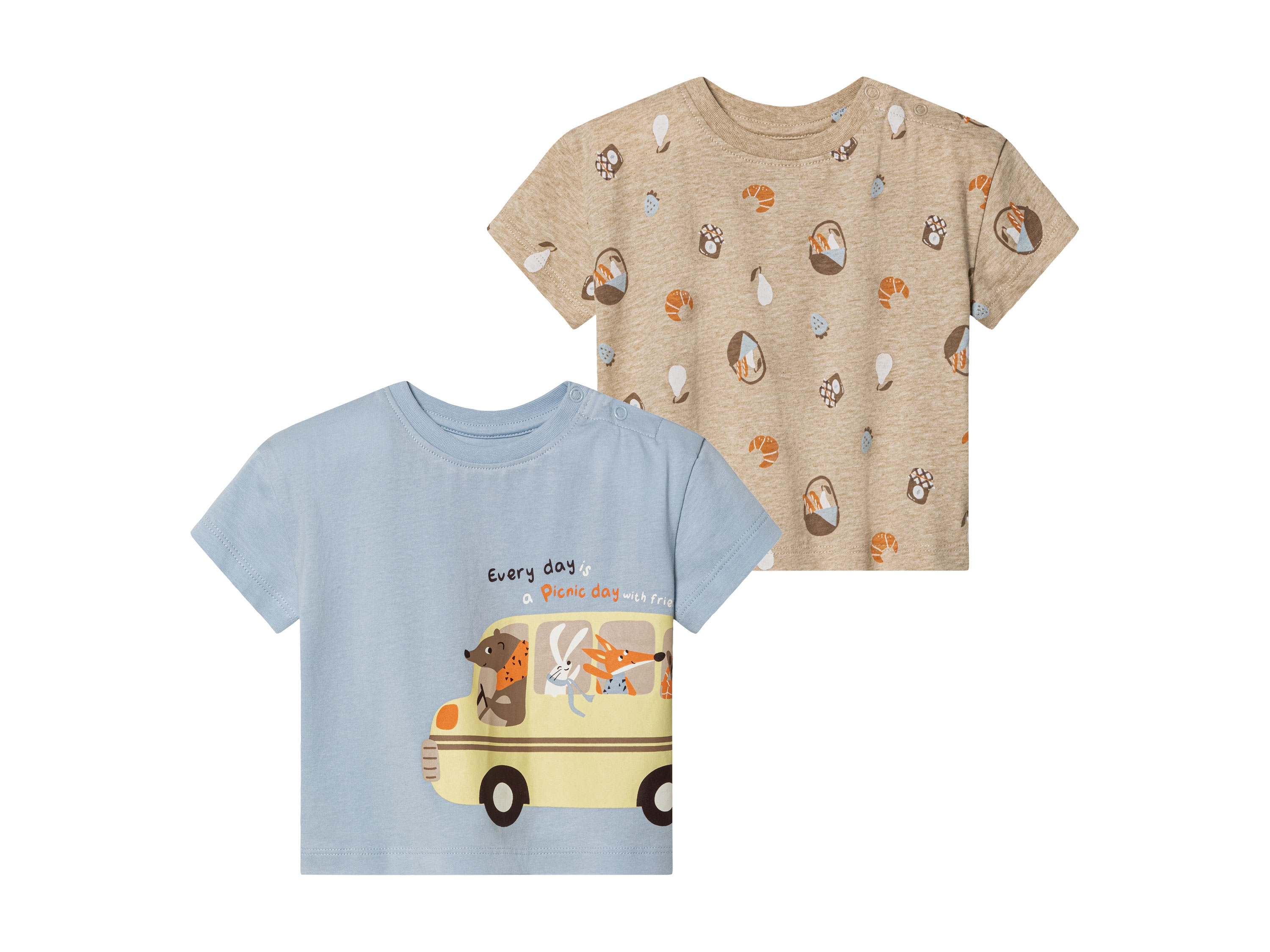 lupilu® Baby T-Shirts, 2 Stück (74/80, blau/beige) | 04335633064805