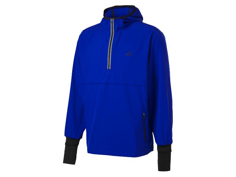 Blaue Herren-Kapuzenjacke mit halbem Reißverschluss