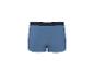 Blaue Boxershorts mit schwarzem Gummibund, Rückansicht.