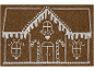 Fußmatte mit Lebkuchenhaus-Design, verziert mit Zuckerguss und Zuckerstangen.