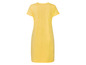 Gelbes Kleid mit kurzen Ärmeln.