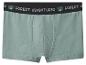 Grüne Boxershorts mit schwarzem Bund, Aufschrift „FOREST ADVENTURES“ und Bärengesichtern.