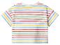 Kinder-Kurzarm-T-Shirt mit bunten Streifen.