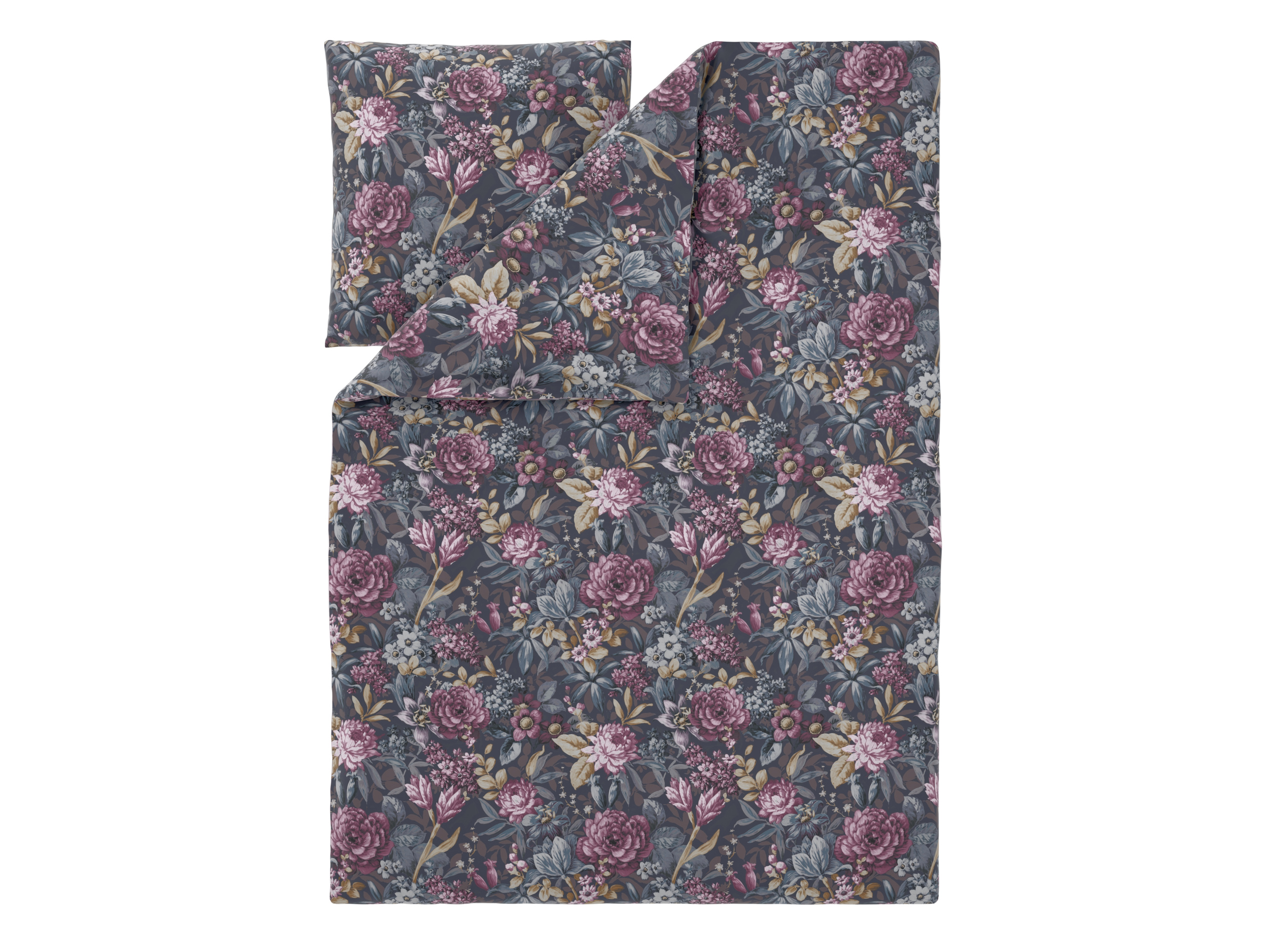 LIVARNO® Renforcé-Bettwäsche, 155 x 220 cm (Blumen/anthrazit)