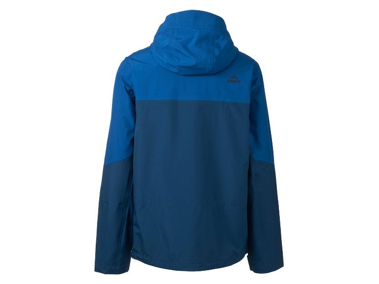 Crivit Herren-Sportjacke in zwei Blautönen mit Kapuze.