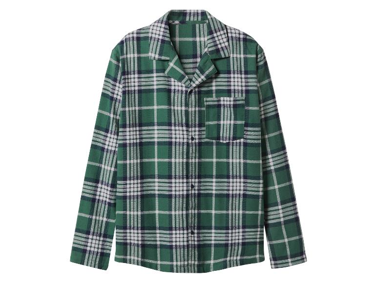 Grünes, weißes und dunkelblaues kariertes Schlafhemd.