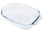 Transparente rechteckige Pyrex Glasform für den Ofen.
