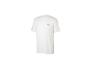 Weißes Herren-T-Shirt mit kurzen Ärmeln und kleinem schwarzem Logo auf der Brust.