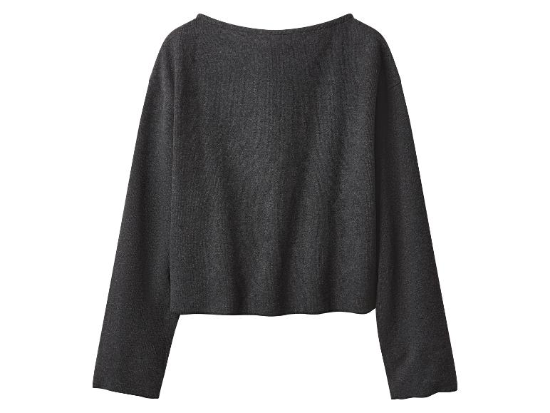 Dunkelgraue Langarmbluse mit U-Boot-Ausschnitt.