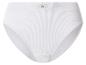 Weißer, gerippter Damenslip mit dem Schriftzug „LOVE COTTON“