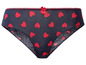 Dunkelblaue Unterhose mit roten Herzen.