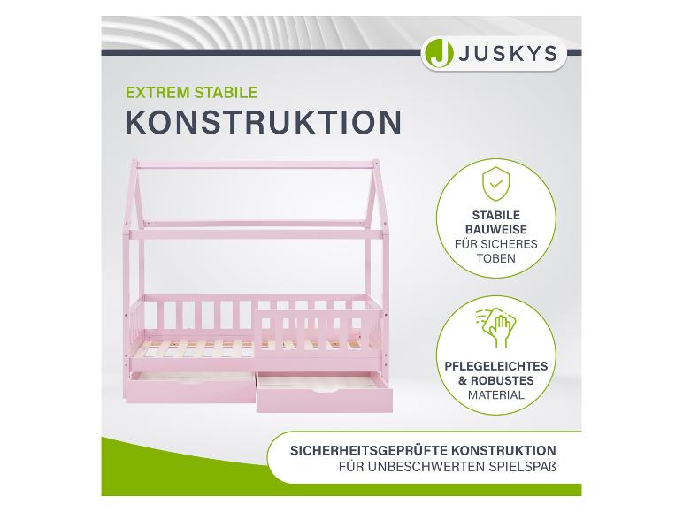 Rosa Kinderbett mit Schubladen, extrem stabile und pflegeleichte Konstruktion.