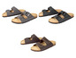 Drei Paar Sandalen mit Schnallen, grau, schwarz und braun