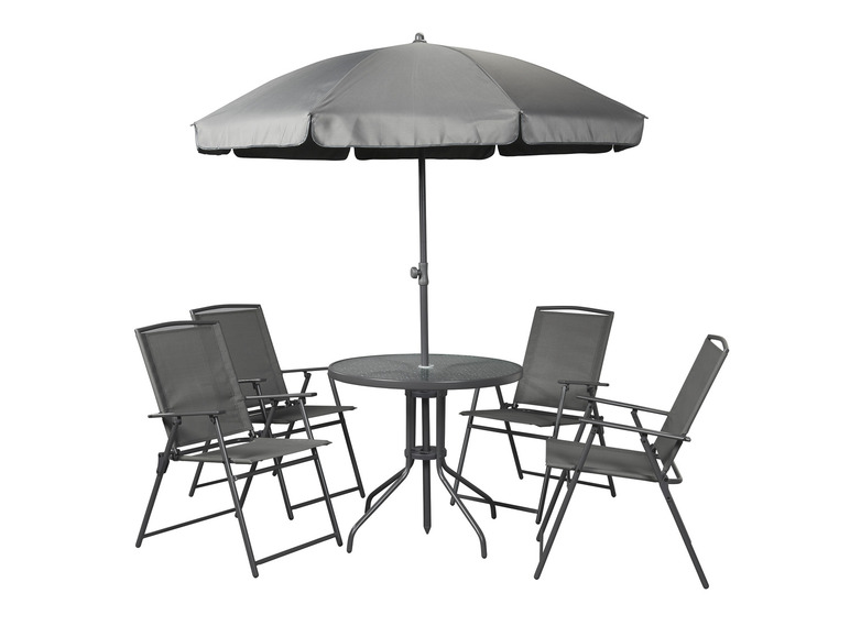 Gehe zu Vollbildansicht: LIVARNO home Sitzgruppe mit Sonnenschirm, 6-teilig, anthrazit - Bild 1