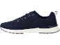 Dunkelblaue Herren-Sportschuhe mit weißer Sohle und Schnürsenkeln.