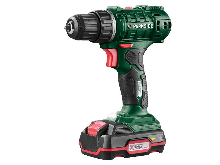 Akku-Bohrschrauber mit Akku in Grün, Schwarz und Rot.