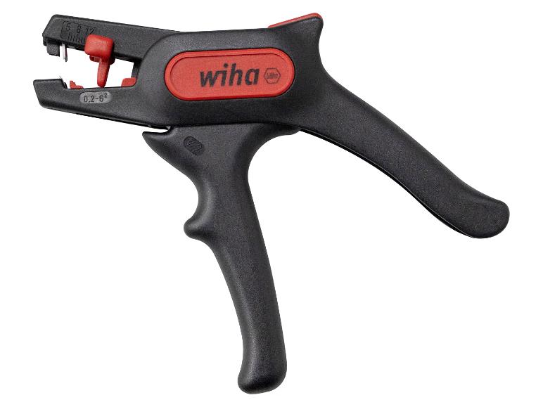 Schwarz-roter automatischer Abisolierer mit ergonomischem Griff.