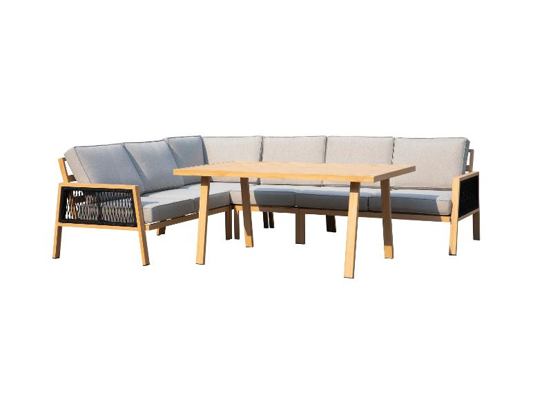 Gartenmöbel-Set mit Ecksofa und Holztisch