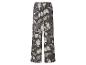 Damen-Hose mit weitem Bein und dunkelgrauem Hintergrund, bedruckt mit Blättern, Birnen und Beeren.