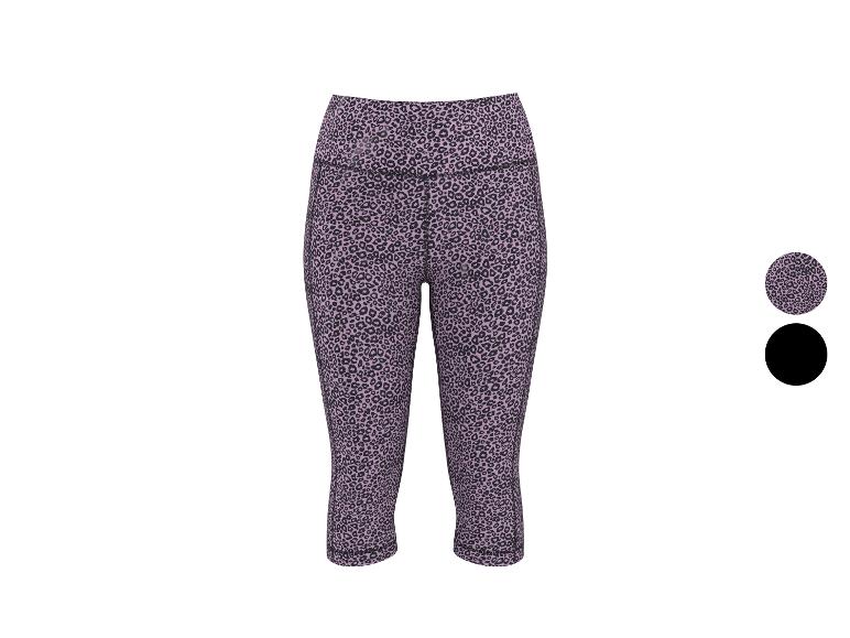 Lila Capri-Leggings mit Leopardenmuster und einer einfarbigen schwarzen Option