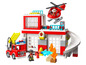 Lego Feuerwehrstation mit Feuerwehrauto, Hubschrauber und Figur