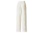 Weiße Damen-Hose mit weitem Bein und Gummizug in der Taille.