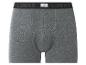 Graue Boxershorts mit schwarzem Bund mit „LOOKS“-Logo und „BY WOLFGANG JOOP“-Etikett.