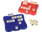 Ratespiel mit roten und blauen Spielbrettern, Charakterkarten.