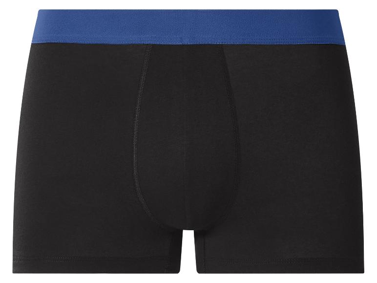 Schwarze Herren-Boxershorts mit blauem Bund.