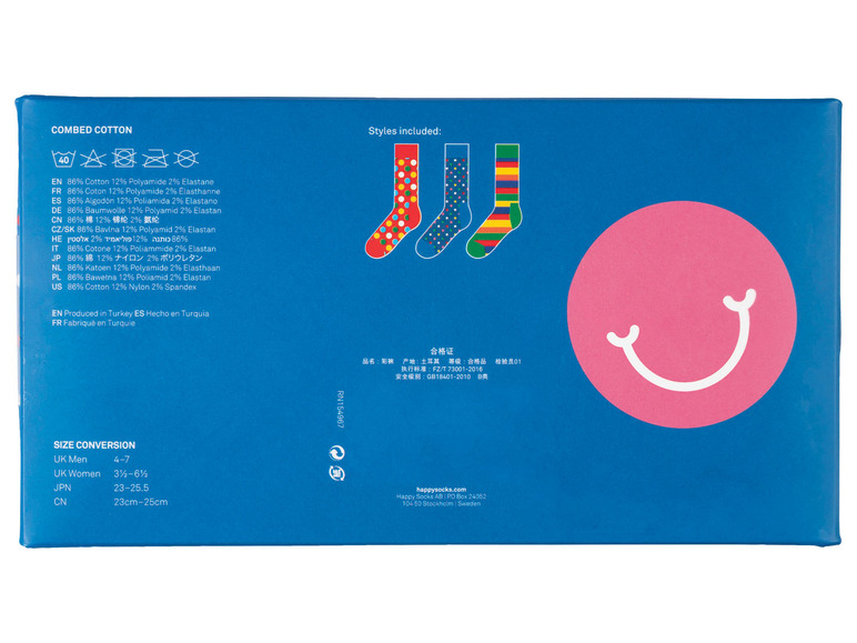Gehe zu Vollbildansicht: Happy Socks Damen Herren Geschenkebox, 3 Paar Socken, mit Baumwolle - Bild 7