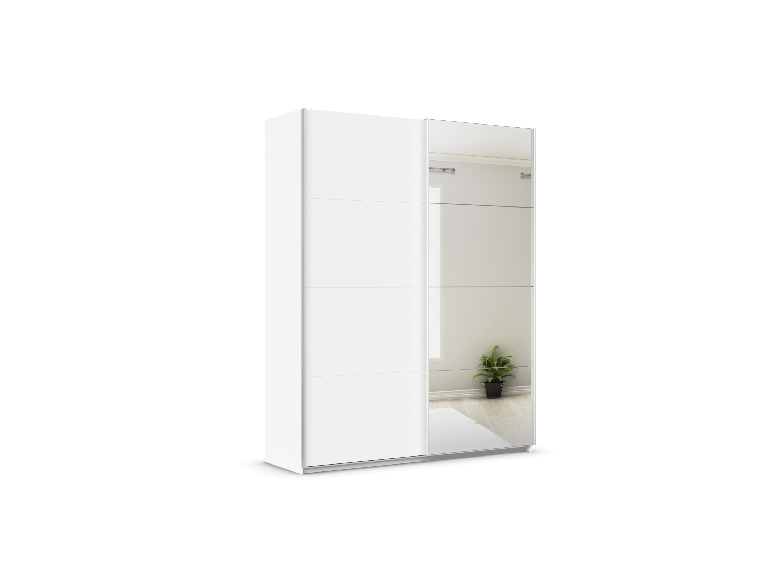 rauch ORANGE Quadra Schwebetürenschrank mit Spiegelelementen (Premium-Ausstattung, Korpus Weiß, Breite: 181cm/Höhe: 230cm) | 04053714217505