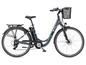 Ein graues Telefunken E-Bike mit Korb und Gepäckträger.