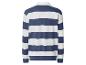 Weiß-blau gestreiftes Langarm-Poloshirt, Rückansicht.