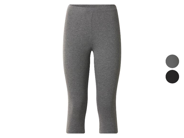 Graue Capri-Leggings für Damen mit dunkelgrauen und schwarzen Farboptionen.
