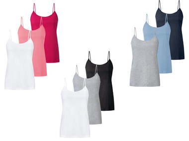 esmara® Damen Spaghettitops, 3 Stück, mit Rundhalsausschnitt