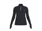 Schwarzes Langarm-Sportshirt mit Reißverschluss und Daumenloch.