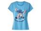 Blaues T-Shirt mit einem Cartoon-Charakter, der Eis isst, und dem Text „Time to chill Treat yourself“.
