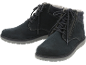 Herren-Winterstiefel aus dunkelblauem Wildleder mit Schnürsenkeln und Reißverschluss.