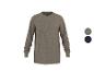 Herren Langarm-T-Shirt in meliertem Grau, mit Farboptionen Grau und Marineblau.