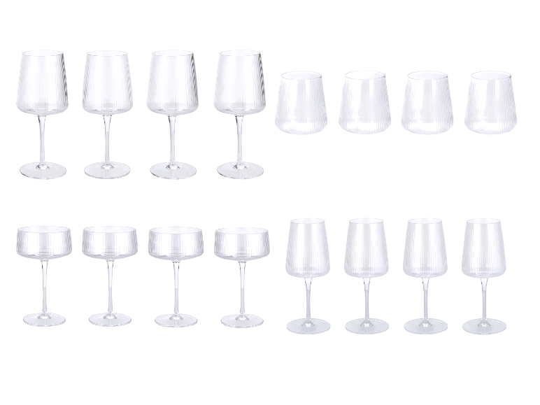 SANSIBAR Gläser-Sets im gerillten Design für Rotwein, Weißwein, Champagner und Wasser.
