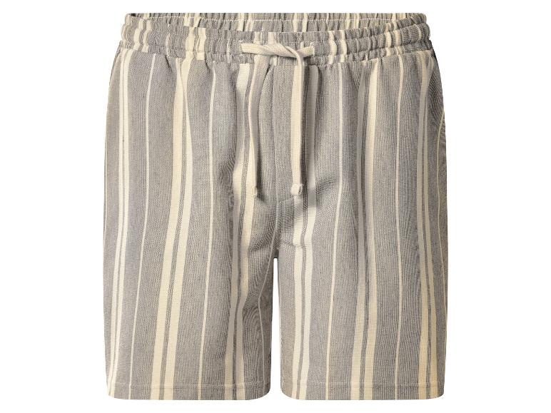 Herren-Shorts mit grau-weißen Streifen und Kordelzug