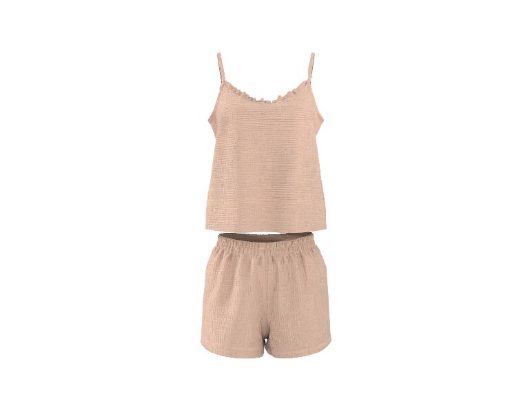 Beiges zweiteiliges Pyjama-Set mit Spaghettiträger-Top und Shorts