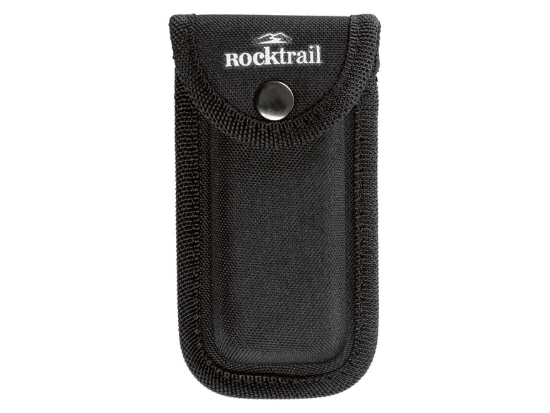 Eine schwarze Rocktrail-Hülle für ein Multitool.