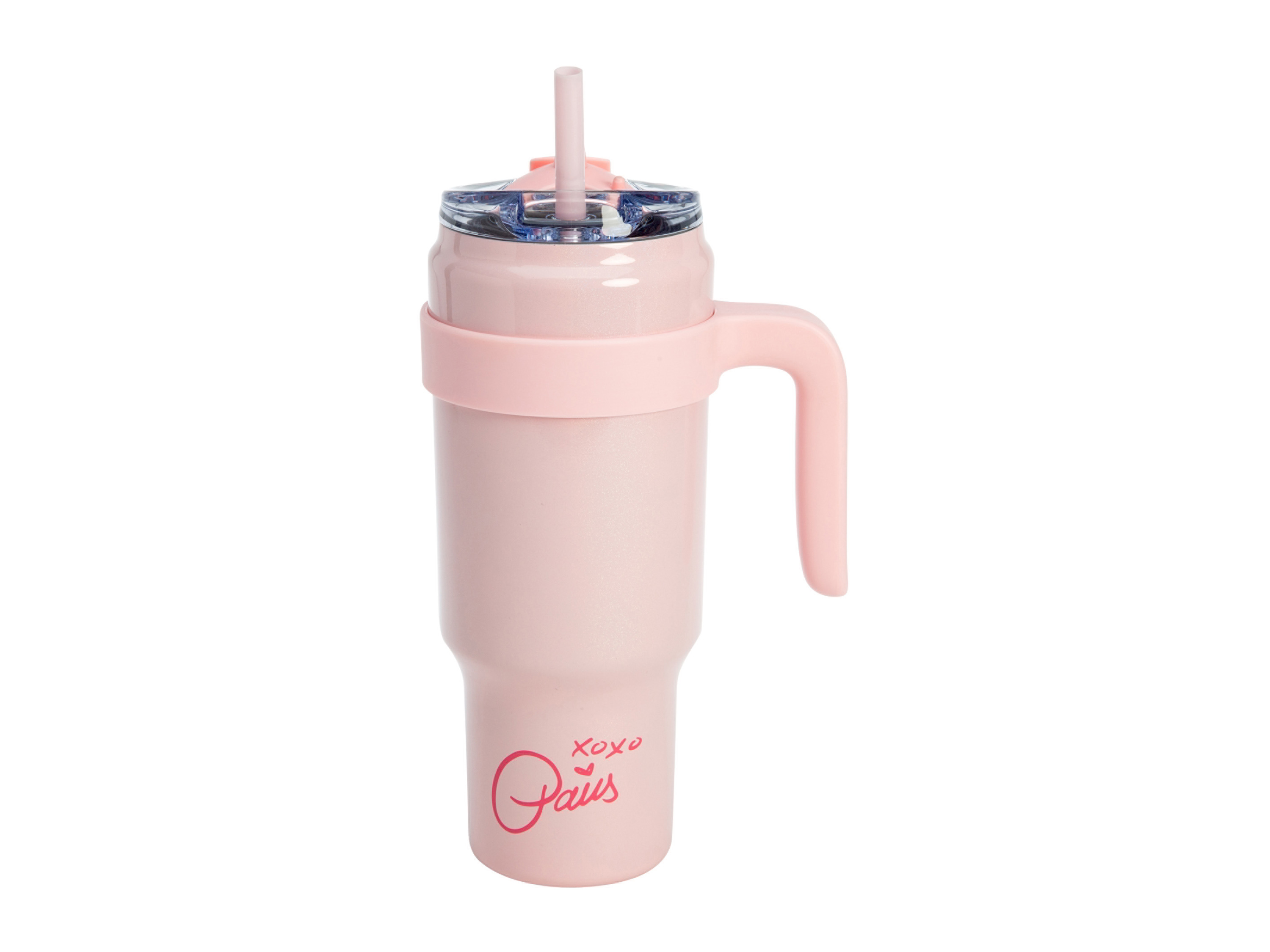 PARIS HILTON Isolier-Trinkbecher mit abnehmbarem Griff und Trinkhalm (Pink)""